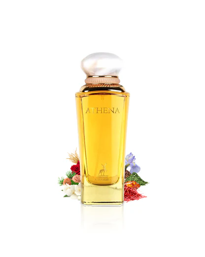 maison_alhambra_athena_perfume_bottle_surrounded_with_jasmine_and_rose_shows_against_white_background